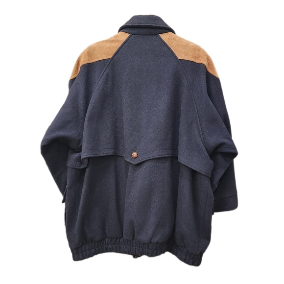VINTAGE TRENDZ Oversized WOOL COAT Navy,/Brown, Women's 13/14 - Picture 4 of 11